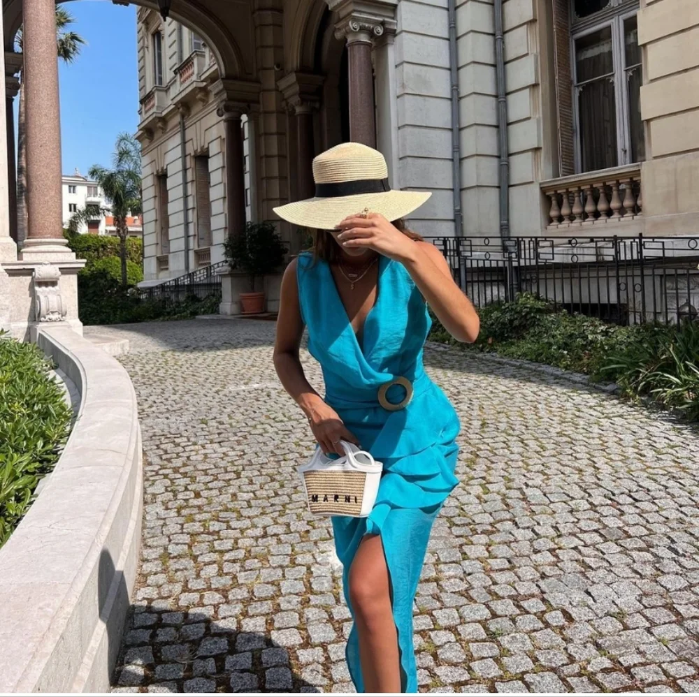 Zara Ruffled midi dress with buckle - Picture 3 of 12